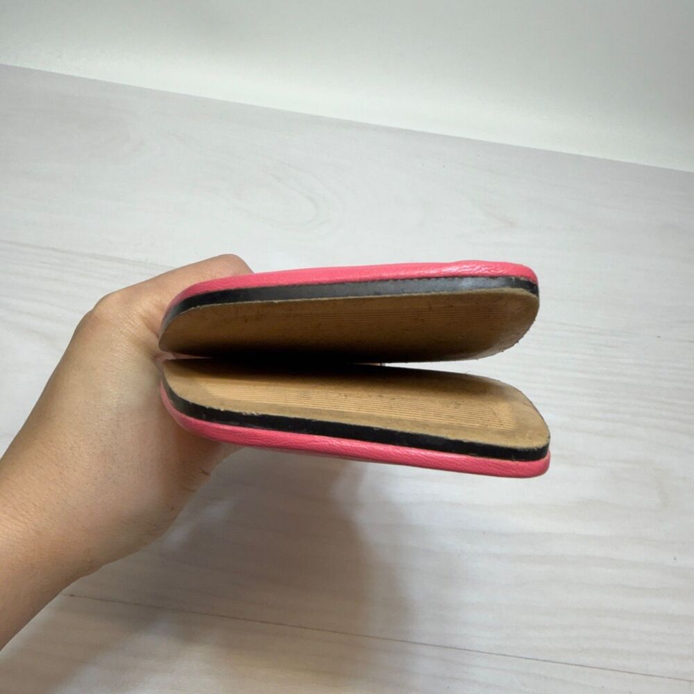 Zara‎ Flat Leather Womens Sandals Pink Square Size 38 Casual Slip on - Picture 5 of 8